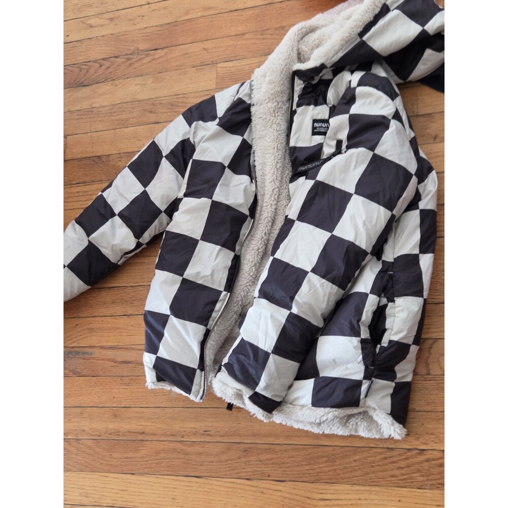 New Nununu Smokey Natural Reversible Checkmate Down Jacket Size Medijm